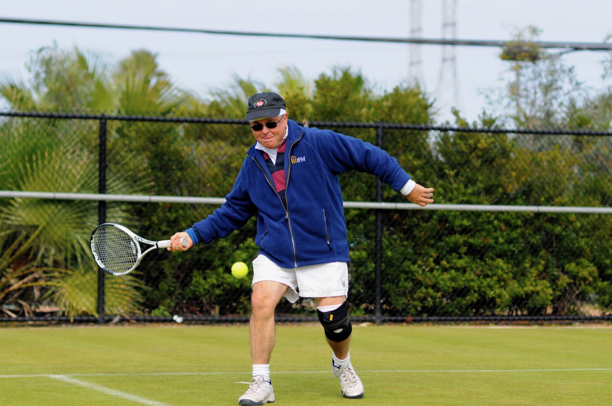 A backhand in a winter jacket